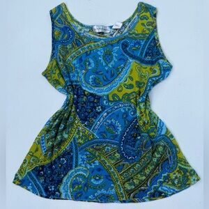 Victoria Jones Woman Blue and Green Paisley Top